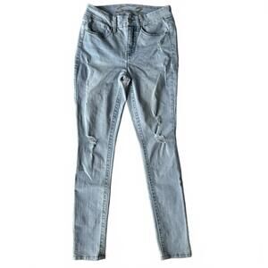 Seven7 Women's Tummyless High Rise Distressed Skinny Light Wash Jeans - Size 4